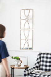 Rectangular Wooden Wall Mirrors with Distressed White Frame (Set of 2) - 16" x 23"