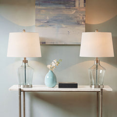 Harmony Angular Glass Table Lamp (Set of 2) - Grey