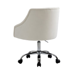 Modern Velvet Swivel Armchair, Office Chair with Soft Seat - White