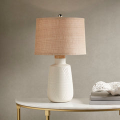 Tate Boho Textured Ceramic Table Lamp - Ivory