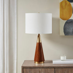 Triangular Table Lamp - Brown & Gold