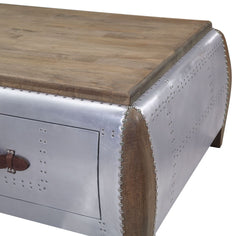 Brancaster Coffee Table - Antique Oak & Aluminum