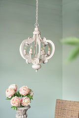 French Country Wood Chandelier, 6-Light Farmhouse Pendant Light Fixture with Adjustable Chain