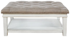 Whitewash Contemporary Upholstered Ottoman Coffee Table
