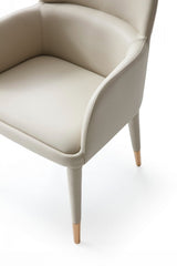 Modern Beige Eco-leather Dining Armchair