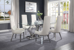 Gianna Dining Table, Clear Glass & Stainless Steel