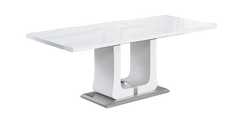 63"/78.7" Extendable Dining Table with Butterfly Leaf, High Gloss Lacquer Coating - White/Chrome
