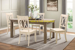 Pine Veneer Transitional Double-X Back Design Dining Room Chairs (Set of 2) - White
