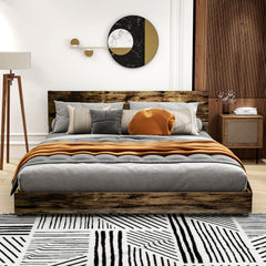 King-size bed frame, four-compartment storage headboard solid and stable, no noise, no spring box