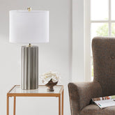 Glendale Ribbed Ceramic Table Lamp - Grey