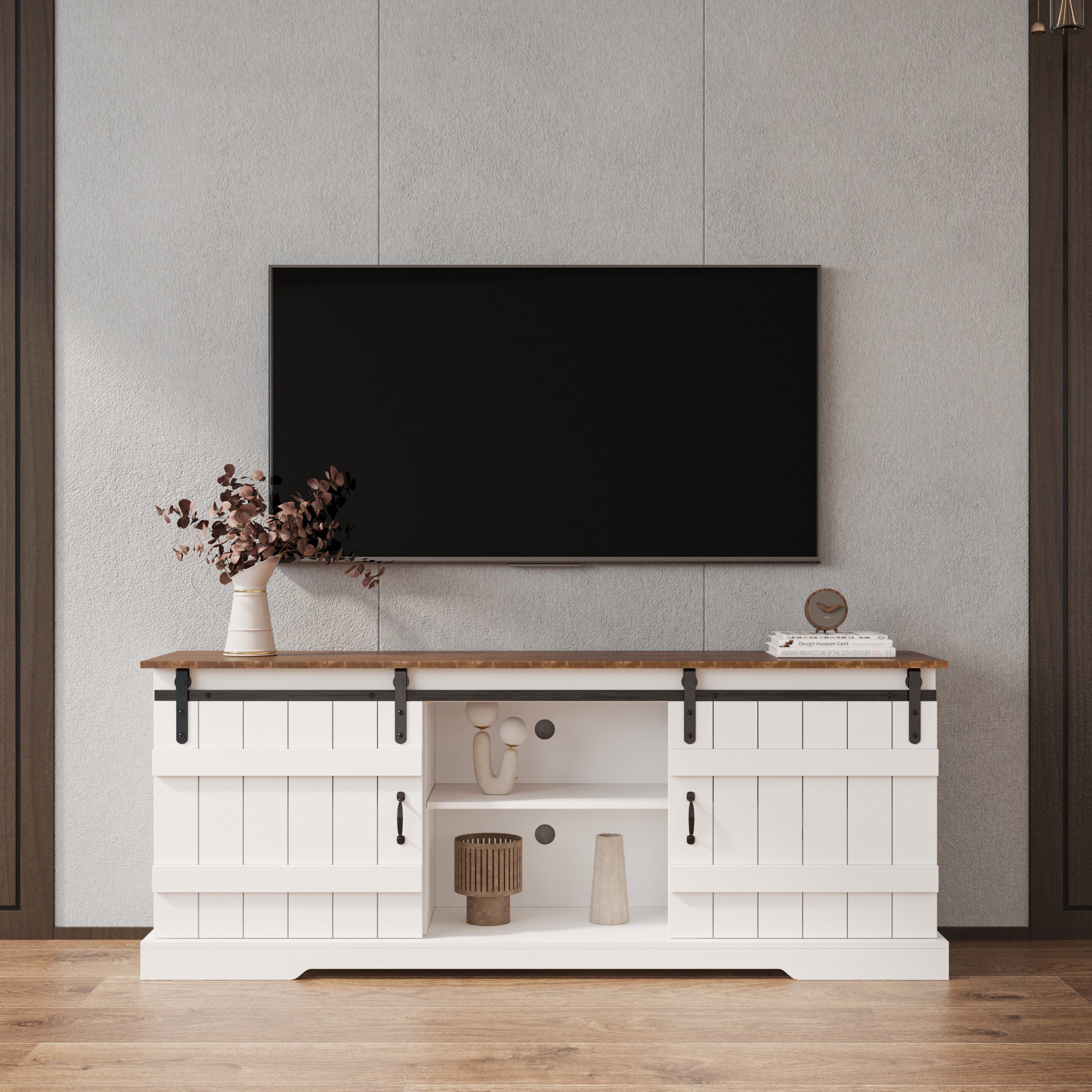 Farmhouse TV Stand White