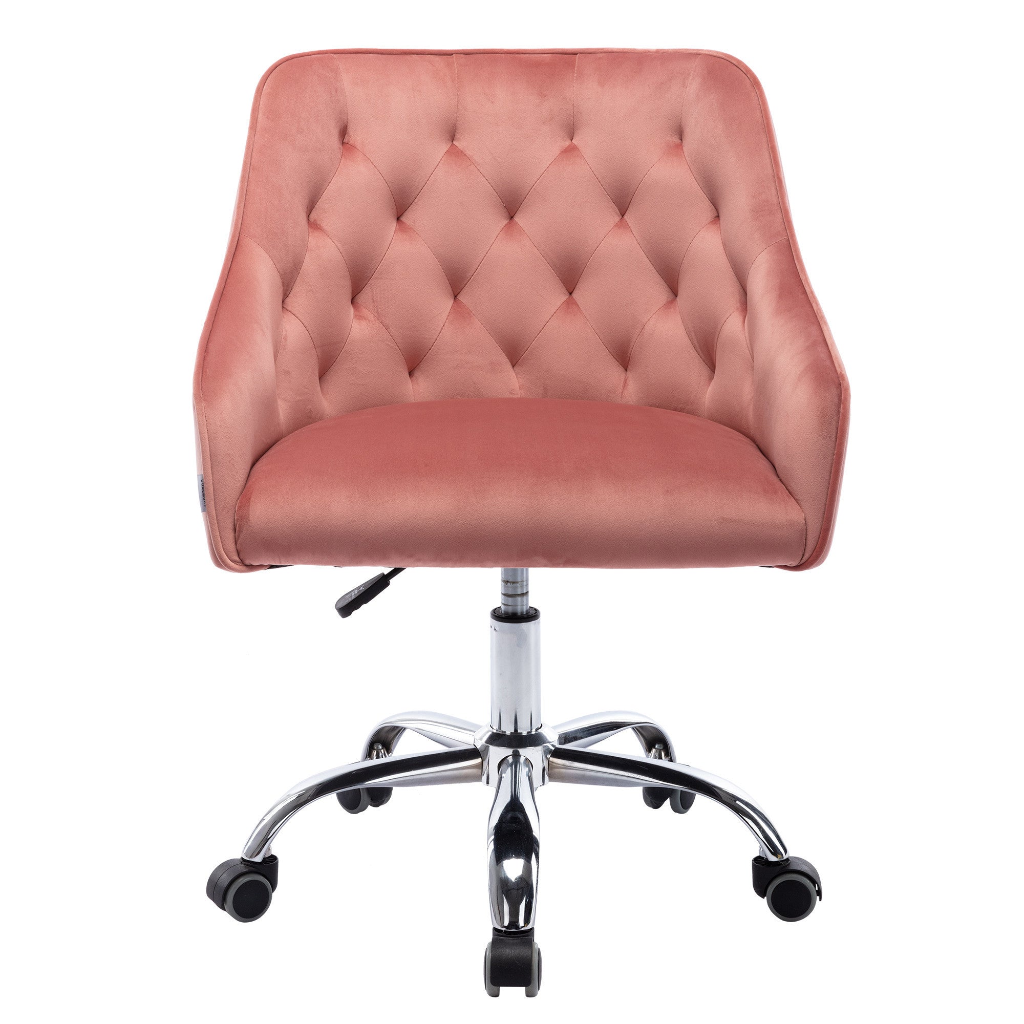 Modern Velvet Swivel Chair with Silver Feet - Pink
