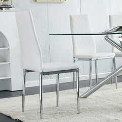 Grid Shaped Armless High Back Dining Chair (2-Piece Set) - White