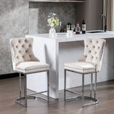 Modern Velvet Barstools 26" Counter Height Bar Stools (Set of 2) - Beige