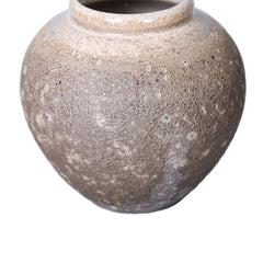 Artisanal Piece Vintage Sand Ceramic Vase 8.7"D x 8.7"H
