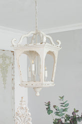 French Style 4-Light Wood Chandelier, Hanging Light Fixture with Adjustable Chain