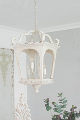 French Style 4-Light Wood Chandelier, Hanging Light Fixture with Adjustable Chain