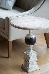Small Distressed White Side Table - Retro Elegant