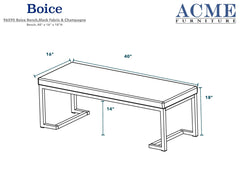 Modern Bench - Black Fabric & Champagne