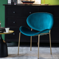 Modern Velvet Dining Chair with Golden Legs (Set of 2) - Green