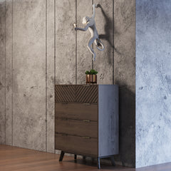 Mid-Century Dark Acacia Chest - Brown
