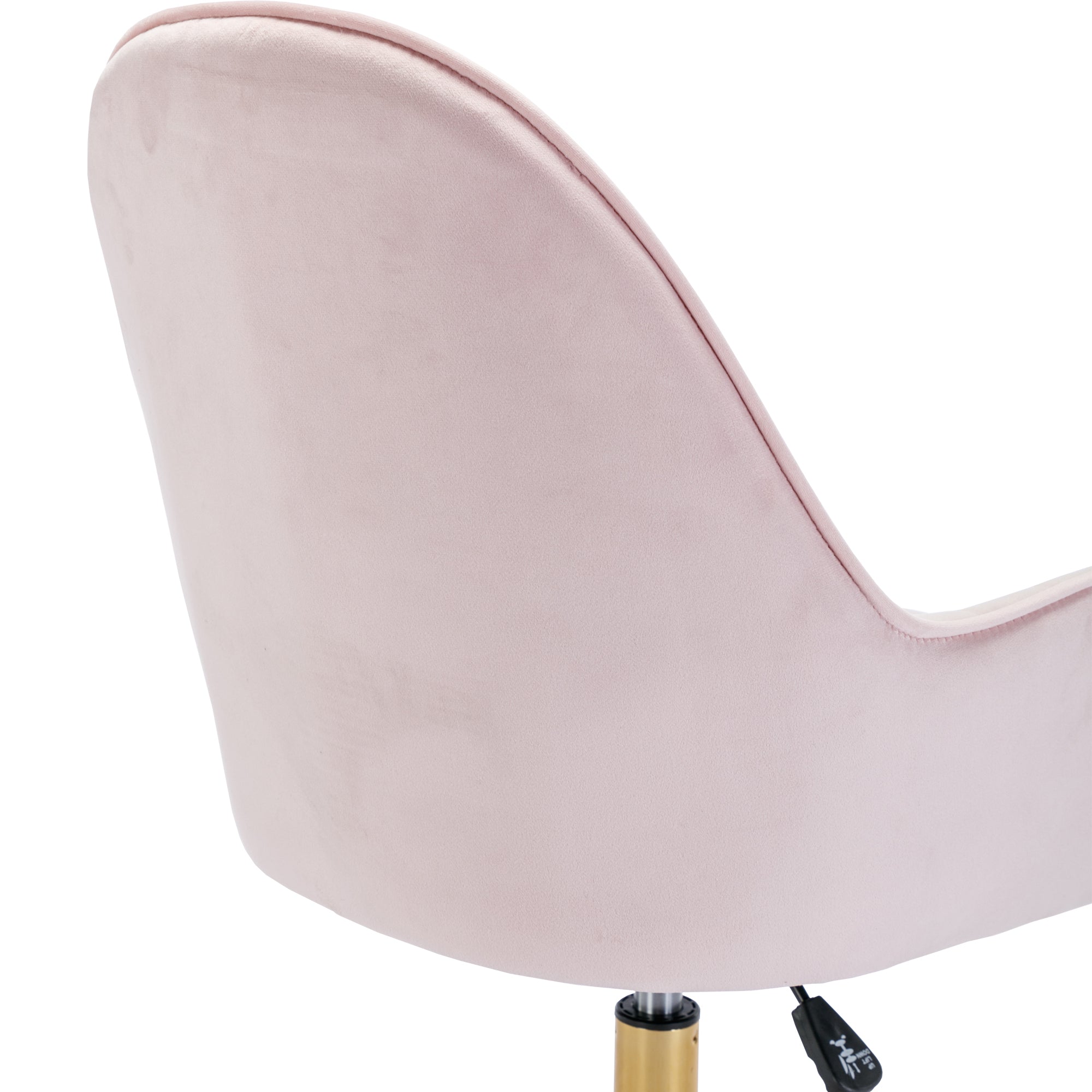 Velvet Home Office Chair with Wheels with Side Arms and Gold Metal Base - Pink