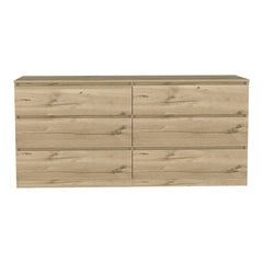 6 Drawer Double Dresser - Light Oak / White