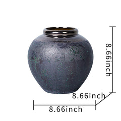Artisanal Vintage Smoke Ceramic Vase 8.7"D x 8.7"H