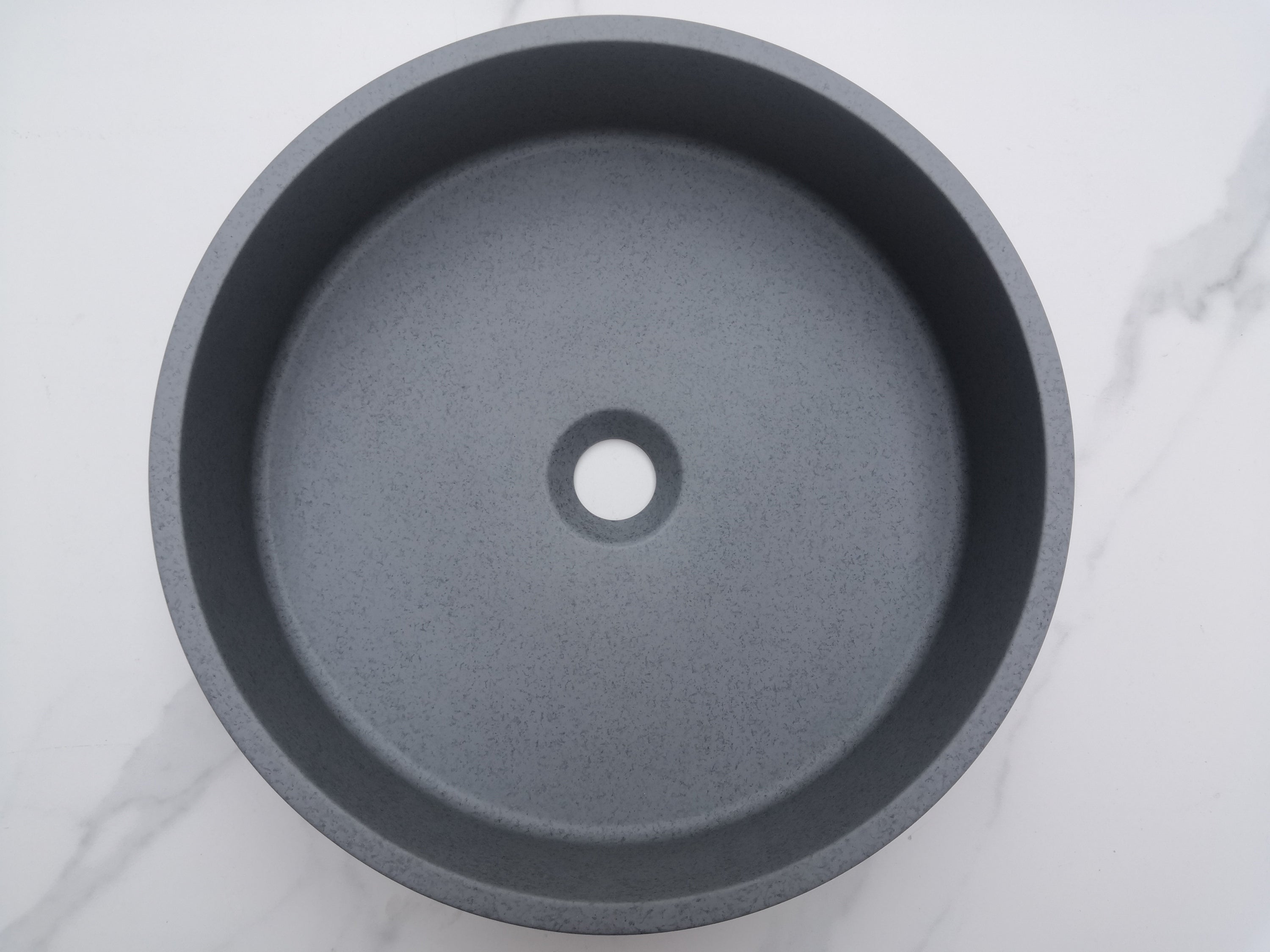 Round Concrete Vessel Bathroom Sink without Faucet and Drain - Cement Grey