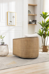 Swivel Barrel Chair, Comfy Round Accent Sofa Chair - Beige