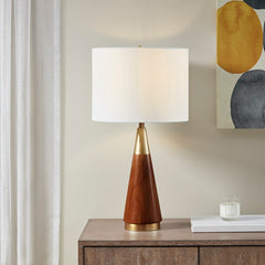 Triangular Table Lamp - Brown & Gold