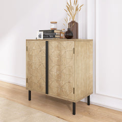 Wooden Cabinet Retro Accent with 2 Doors