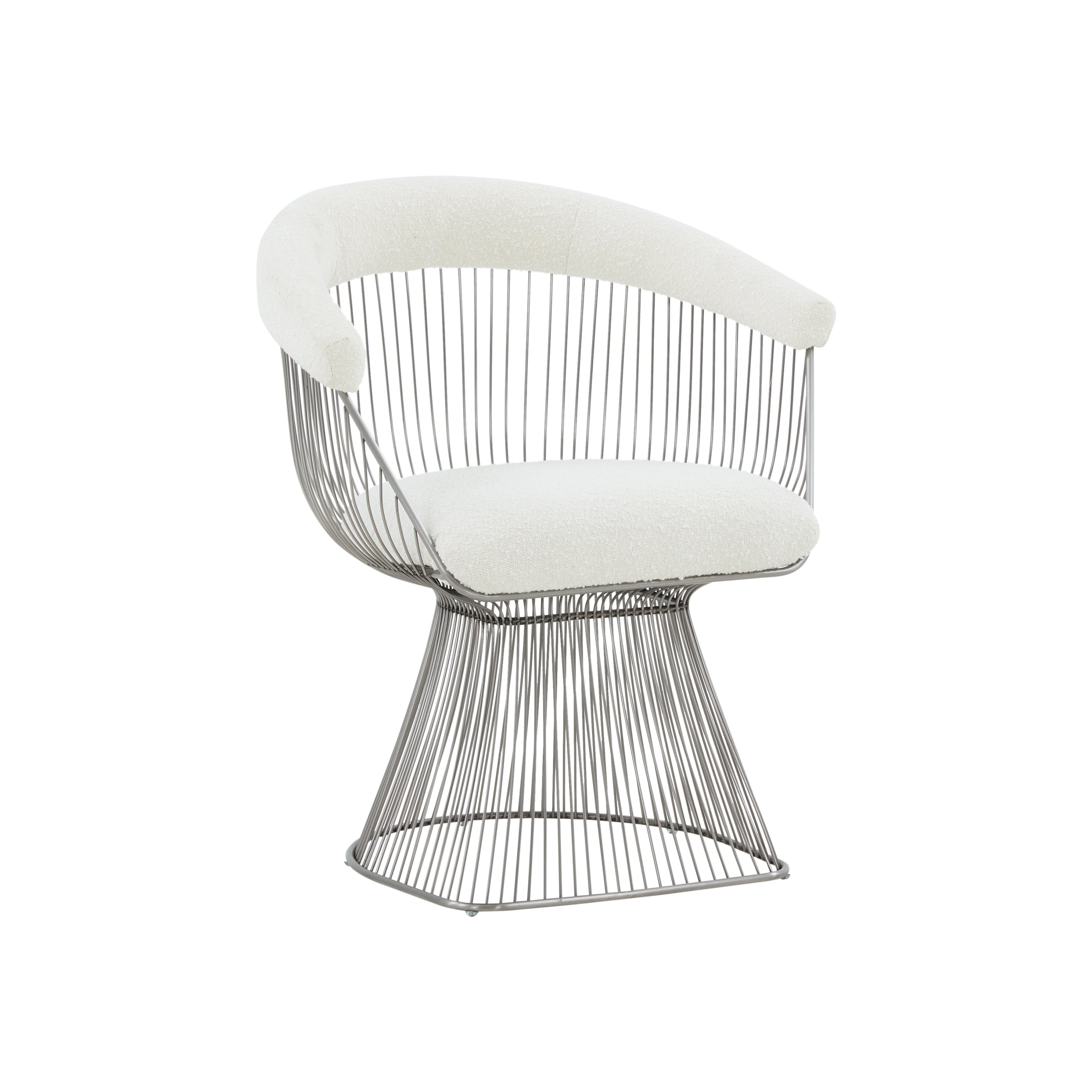 Modern White Shepra and Matte Silver Dining or Accent Chair