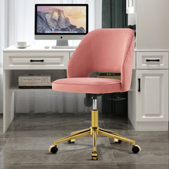 Modern Velvet Office Chairs, Adjustable 360 °Swivel Chair With Wheels - Pink
