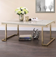 Coffee Table in Faux Marble & Champagne