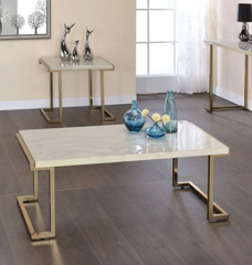 Coffee Table in Faux Marble & Champagne