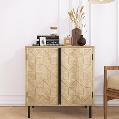 Wooden Cabinet Retro Accent with 2 Doors