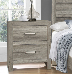 Nightstand Faux Wood Veneer Weathered Gray Finish