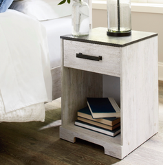 Whitewash/Charcoal Gray Nightstand