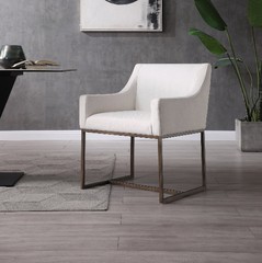 Modern Off White & Copper Antique Brass Dining Chair