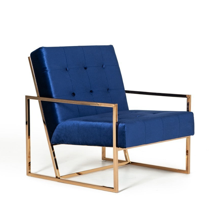 Modern Blue & Gold Accent Chair