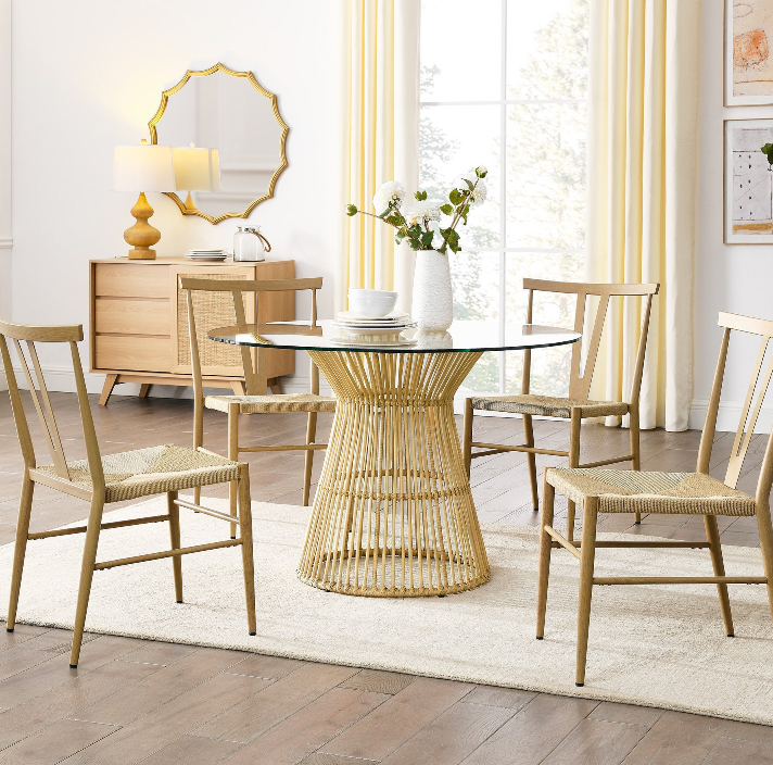Round glass dining table