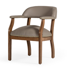 Walnut Modern Taupe Faux Leather Dining Chair