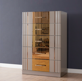 Gold Detailed Chest made with Wood - Grey