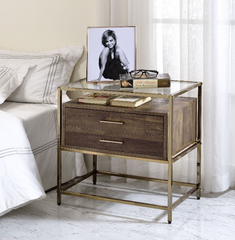 Modern Accent Table - Walnut & Champagne Finish
