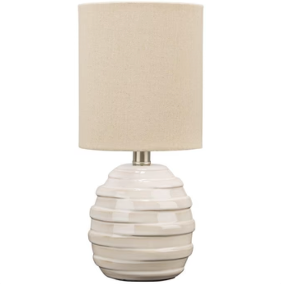 White Glazed Ceramic Minimalist Table Lamp