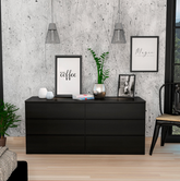 6-Drawer Rectangle Dresser - Black Wengue