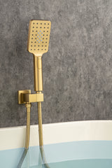 Waterfall Tub Faucet Wall Mount Roman Tub Filler Chrome Single Handle Brass Bathroom Bathtub Faucet with Hand Shower - Gold