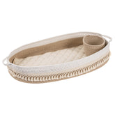 Baby Changing Handmade Woven Cotton Rope Moses Basket - Beige & Brown