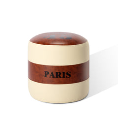 MAICOSY Round Pouf Ottoman Leather Pouf Footstool Paris Footrest Bedroom Brown